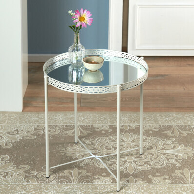 Kovový stolek se skleněnou deskou