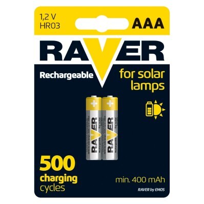 2 db újratölthető elem napelemes lámpákhoz RAVER AAA 400 mAh