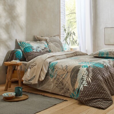 Lenjerie de pat din bumbac Jane by Colombine® cu imprimeu cu frunze