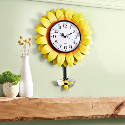 Zegar ścienny ze słonecznikiem