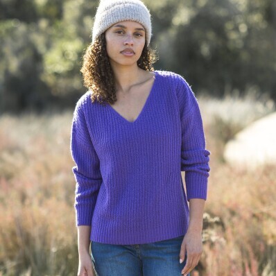 Loose V-neck pulover mohair touch