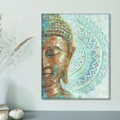 Tablou cu diamante Buddha în turcoaz 40 x 50 cm