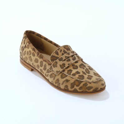 Mocasini din piele cu imprimeu leopard