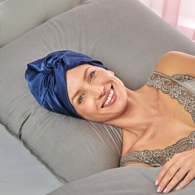 Satynowy turban do spania