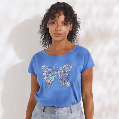 T-shirt z nadrukiem motyla