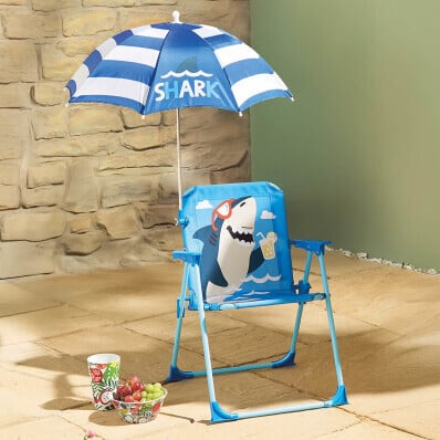 Scaun pliant pentru copii + umbrelă Rechin