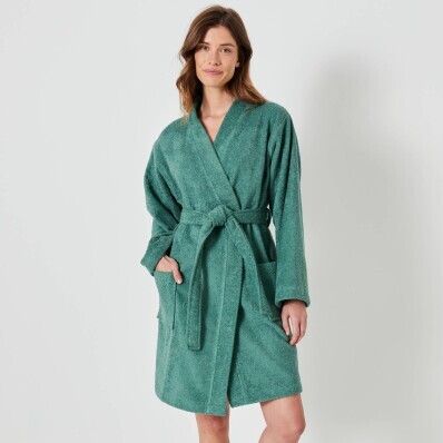 Krátký unisex župan s kimono límcem