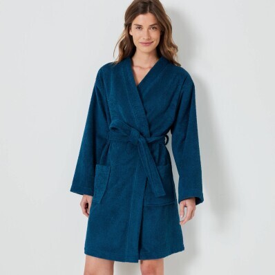 Krátký unisex župan s kimono límcem