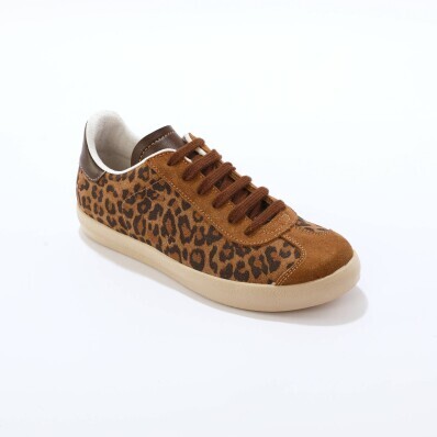 Vintage tenisky z kožené usně a s leopardím zorem