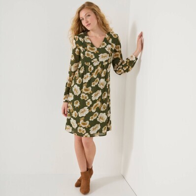 Rochie scurtă cu imprimeu floral și efect texturat