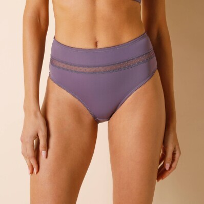 Sada 2 vysokých kalhotek Paia zn. Confidence Lingerie®z mikrovlákna a vyšívaného tylu