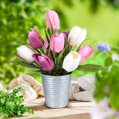 Sztuczne kwiaty Tulipany w doniczce