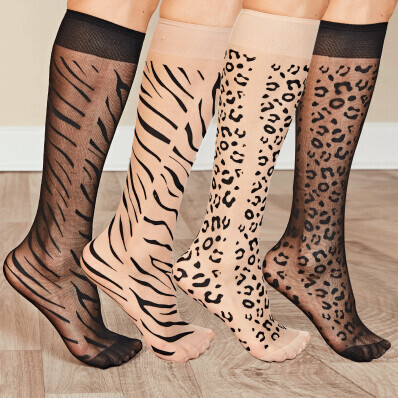 4 páry nylonových podkolienok