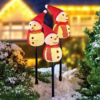 3 oameni de zăpadă LED