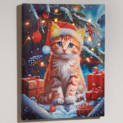 Tablou LED Pui de pisică de Crăciun