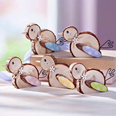 Dřevěná dekorace Ptáček, sada 5 ks