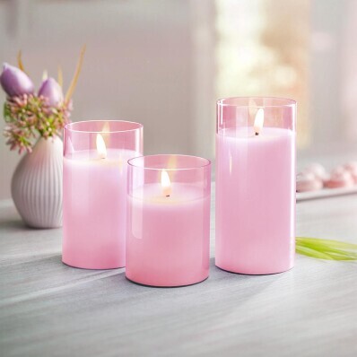 Świece LED w szkle, zestaw 3 sztuk