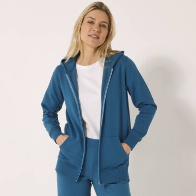 Bunda na zip s kapucí, česaný molton