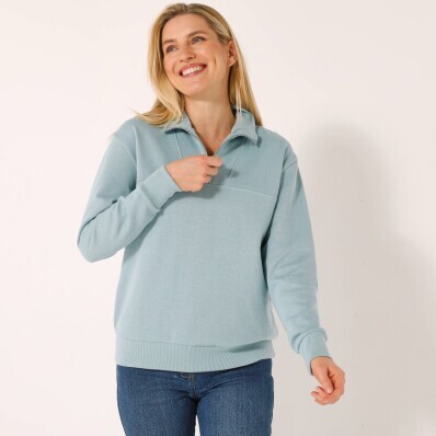 Hanorac cu guler înalt cu fermoar, confecționat din molton periat