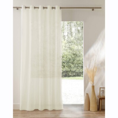 Cortină voal solidă finisată cu inele metalice