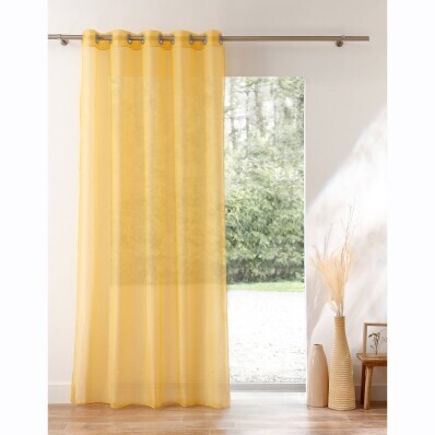 Cortină voal solidă finisată cu inele metalice