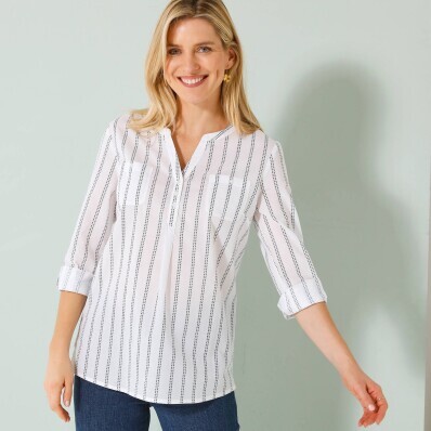 Tunică în dungi cu decolteu tip tunică