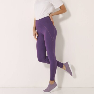 Jednolite kolorowe legginsy sportowe z wysokim stanem