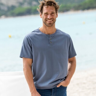 Tričko Henley s krátkými rukávy, z bio bavlny
