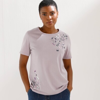 Tričko s krátkými rukávy a potiskem motýlků