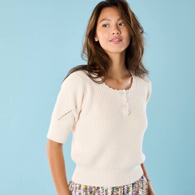 Úpletové tričko s rukávy k loktům, pro menší postavu