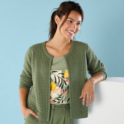 Короткий кардиган з візерунком, для маленької фігури