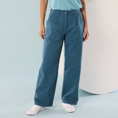 Pantaloni largi din twill pentru o siluetă mai mică