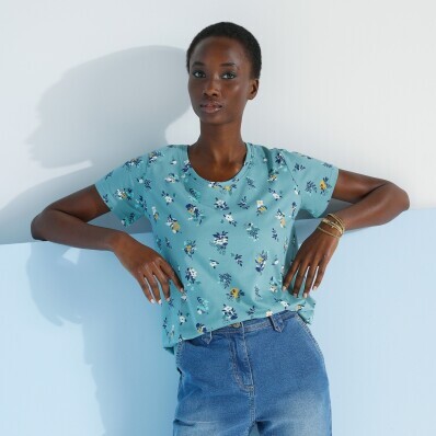 Koszulka z krótkim rękawem i kwiatowym nadrukiem