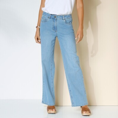 Szerokie dżinsy stretch, jeśli mierzysz więcej niż 165 cm, wewnętrzna długość nogawki 79 cm