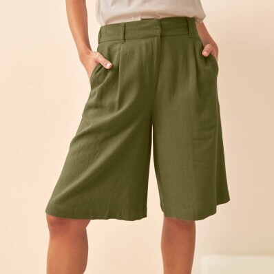 Široké bermudy s prímesou ľanu