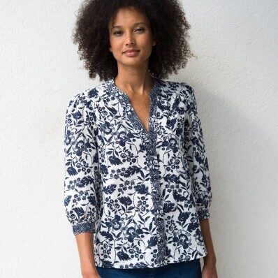 Bluză cu mâneci 3/4 și imprimeu