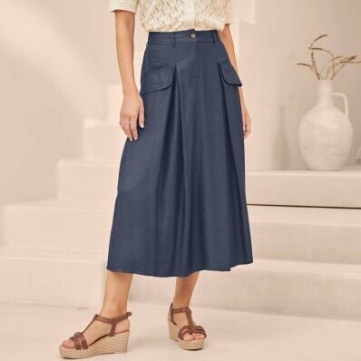 Rozšířená midi sukně s pružným pasem