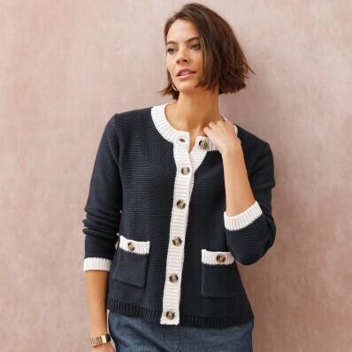 Dvojfarebný sveter s vreckami