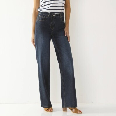 Szerokie dżinsy stretch, jeśli mierzysz więcej niż 165 cm, wewnętrzna długość nogawki 79 cm