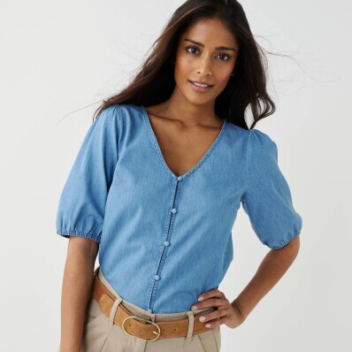 Džínsová blúzka na gombíky
