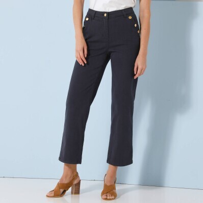 Pantaloni drepți 7/8 din twill