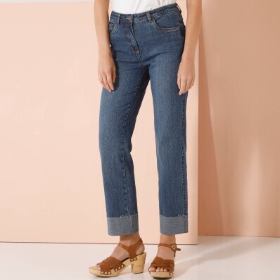 Blugi drepti 7/8 cu talie înaltă