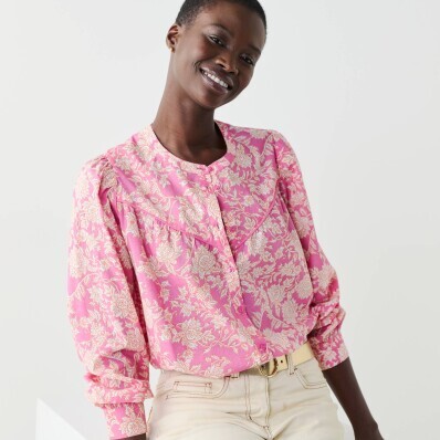 Blúzka na gombíky s potlačou