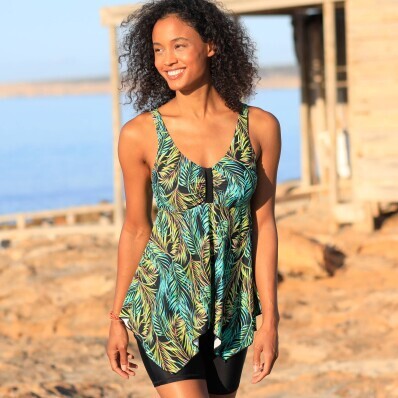 Asymetryczny top tankini z nadrukiem Cambuja