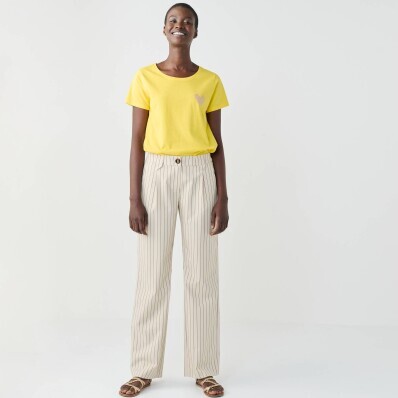 Proužkované splývavé široké kalhoty