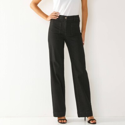 Джинси широкого крою з високою талією для невисокої фігури