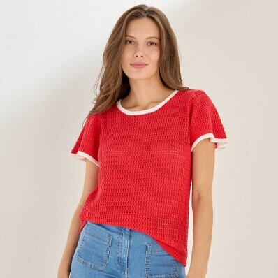 Úpletové tričko s kontrastním lemováním