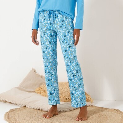 Pyžamové dlhé nohavice s potlačou okvetných lístkov