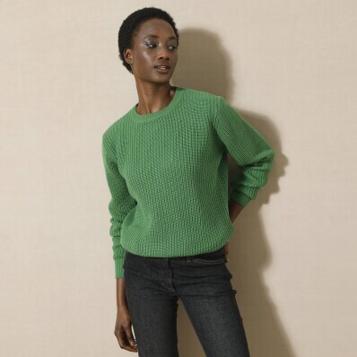 Pulovr s kulatým výstřihem a hladkým vzorem