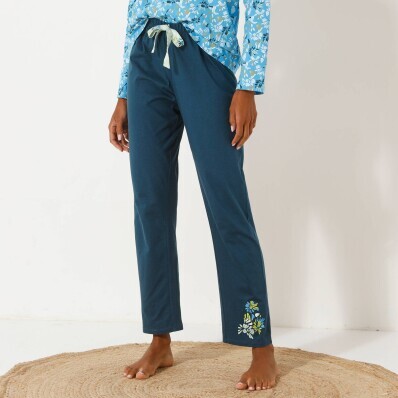 Pyžamové dlhé nohavice s potlačou okvetných lístkov